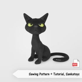 Sewing pattern black cat