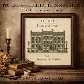 Boston cross stitch pattern PDF miniature Quiet Cities digital download