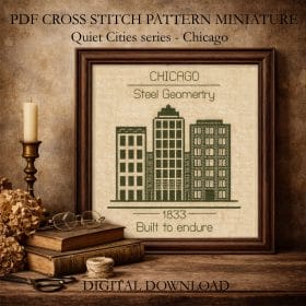 Chicago cross stitch pattern PDF miniature Quiet Cities digital download