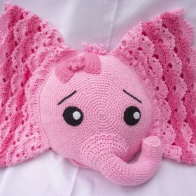 alt="Crochet adorable elephant pillow"