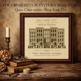 New York City cross stitch pattern PDF miniature Quiet Cities digital download