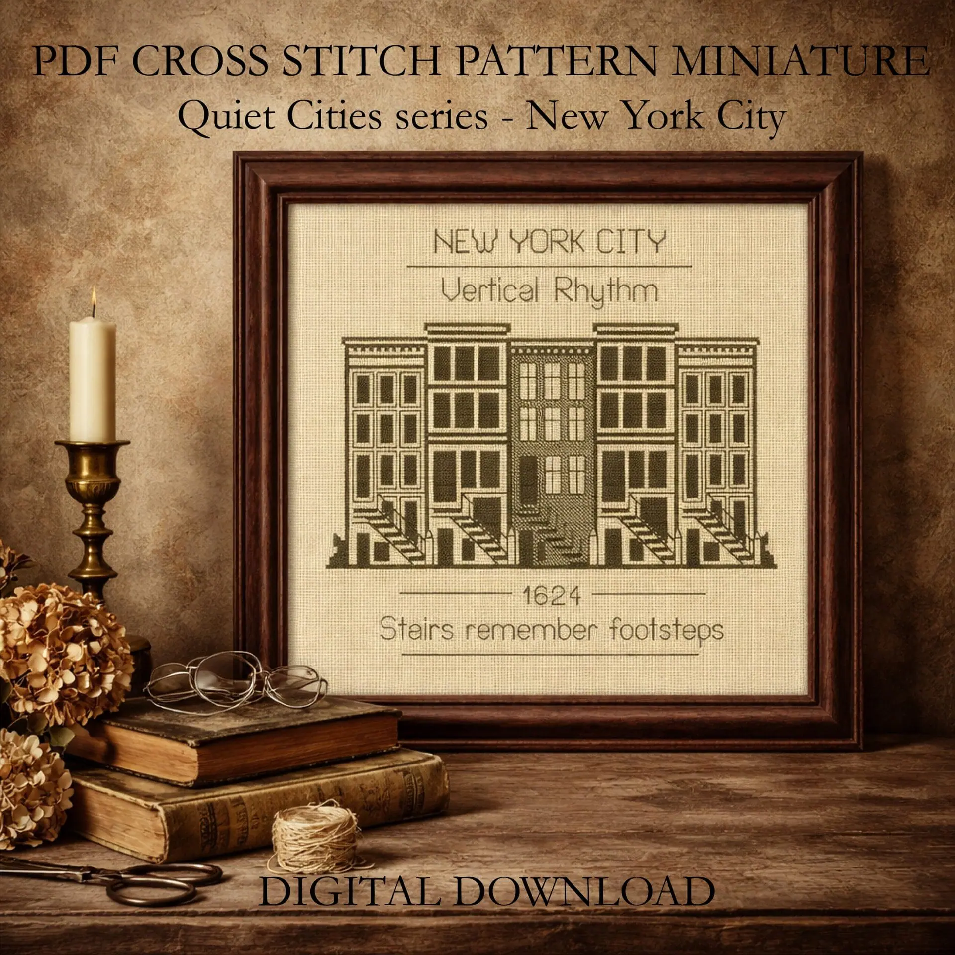Quiet Cities - New York City Cross Stitch Pattern PDF Miniature 2 New York City cross stitch pattern PDF miniature Quiet Cities digital download