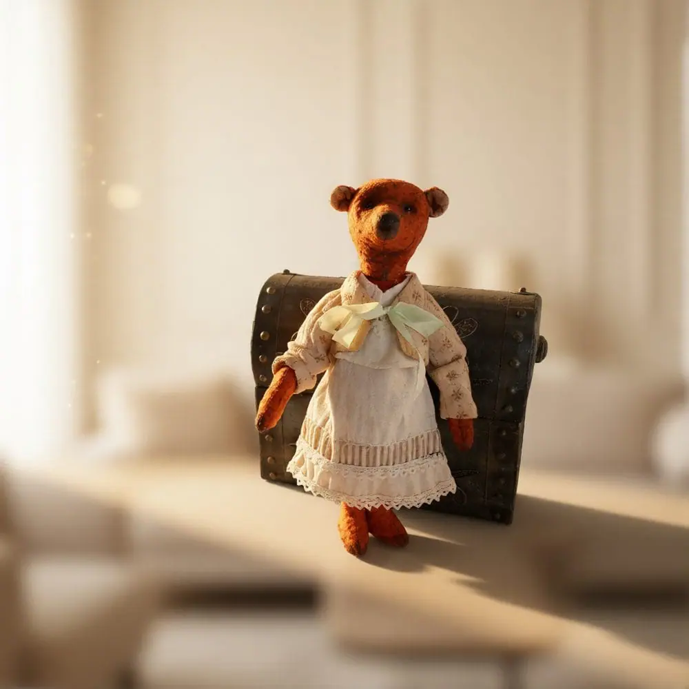 Reserved. vintage teddy bear with clothes 28 cm tall. 3 The bear is sewn in a vintage style.