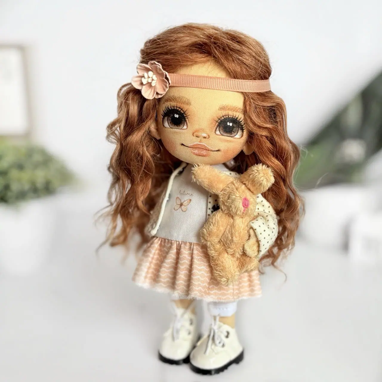 Baby doll Handmade textile beautiful doll Christmas gift 1 Gold textile doll