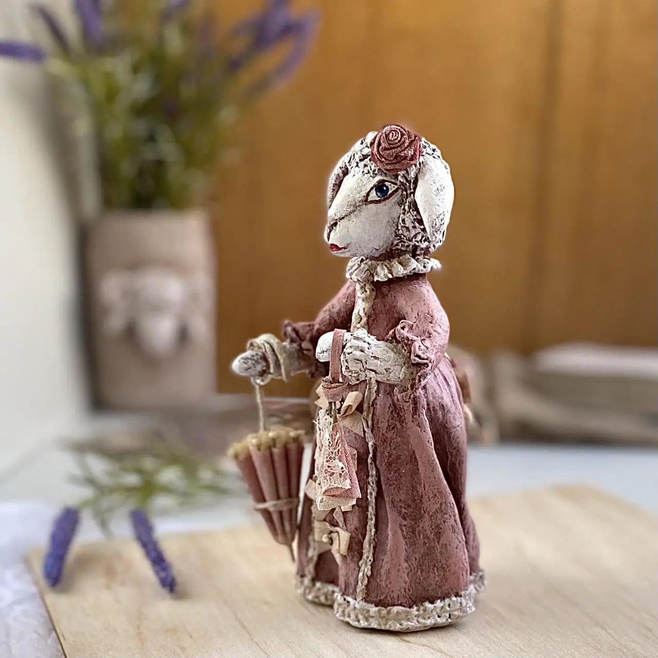 Madame Rosa: Hand-Sculpted Vintage Papier-Mache Sheep Art Doll 3 photo 2025 07 18 13 06 19.jpg