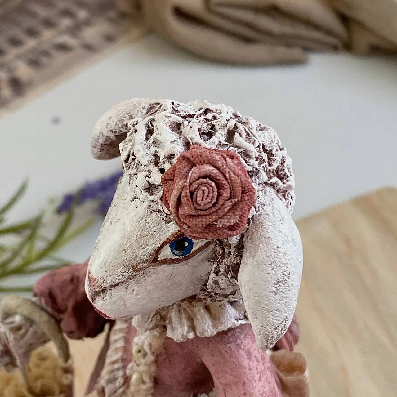 Madame Rosa: Hand-Sculpted Vintage Papier-Mache Sheep Art Doll 2 photo 2025 07 18 15 46 32.jpg